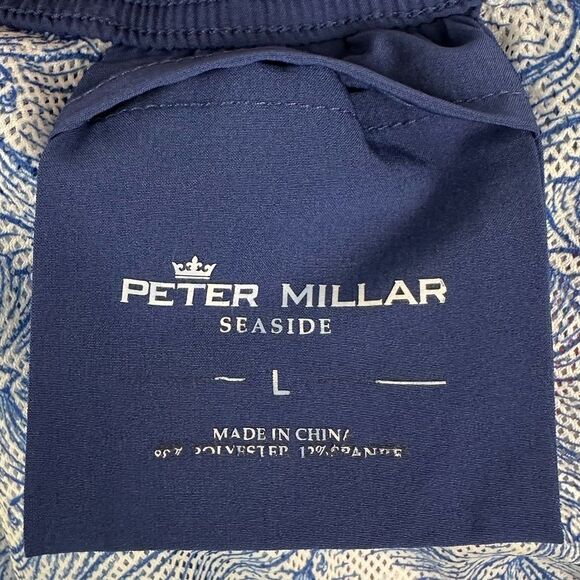 Peter Millar Tic Tac Tatt Blue Pattern Swim Trucks Men’s Sz L - Picture 5 of 5